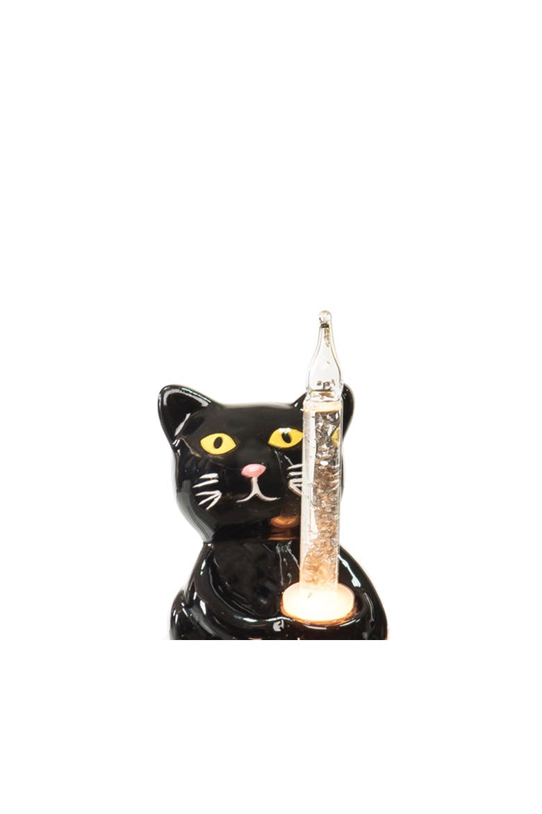 Halloween Black Cat Sitting on Pumpkin Bubble Nightlight, Alternate, color, Orange