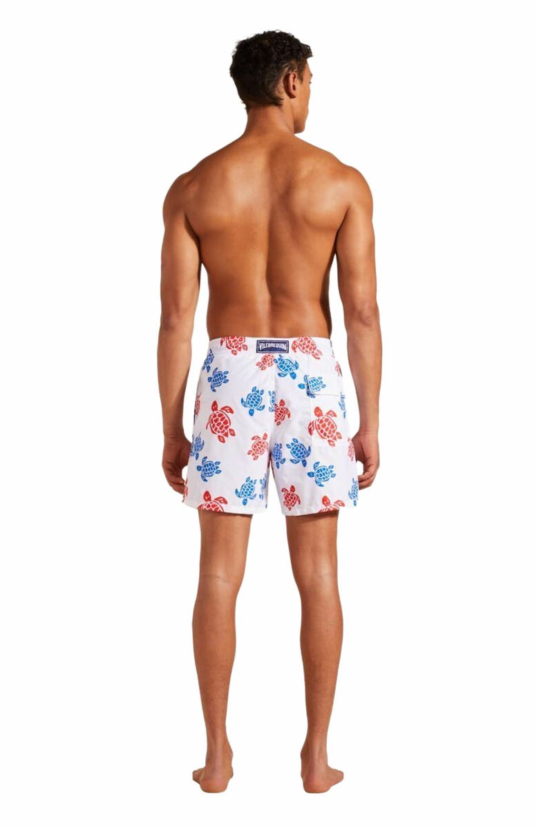 Vilebrequin Men's Tortues Multicolores Swim Trunks, Alternate, color, Blanc