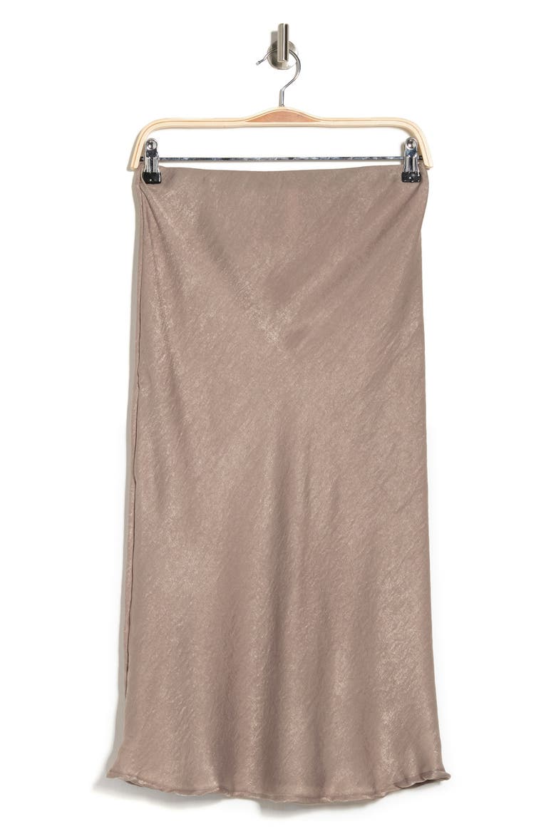 Solid Pull-On Satin Skirt, Alternate, color, TAUPE