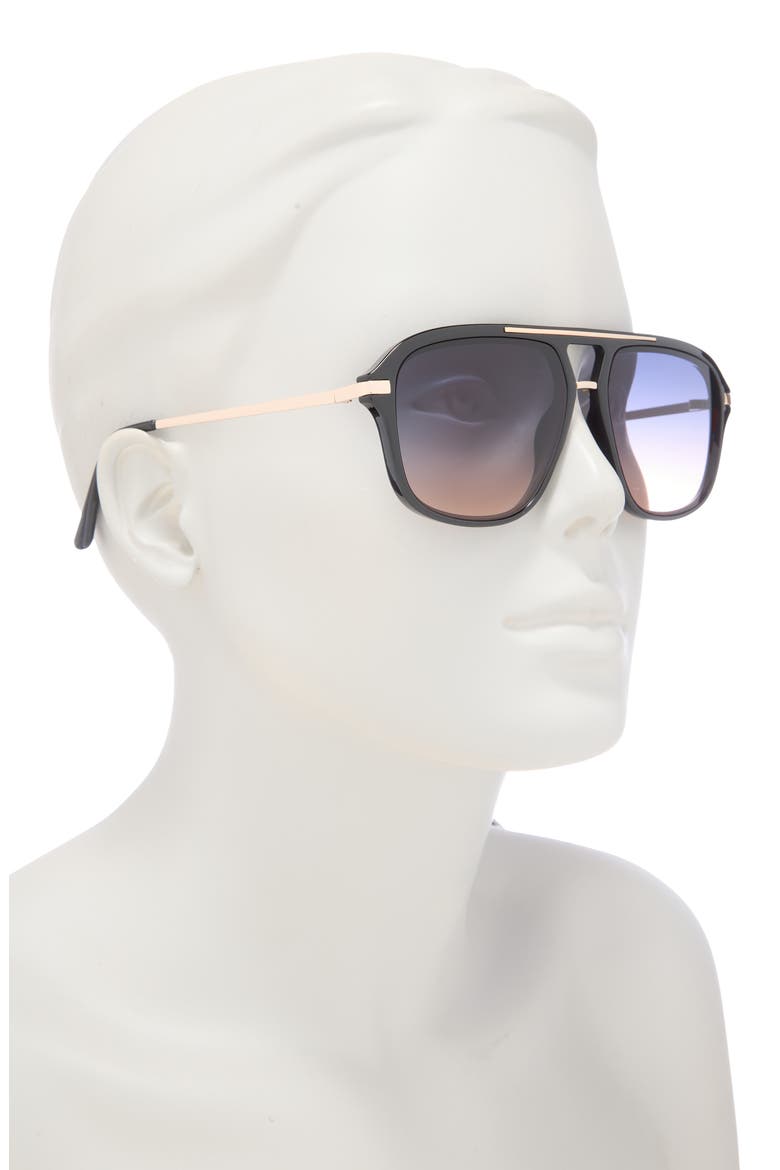 50mm Gradient Aviator Sunglasses, Alternate, color, BLACK