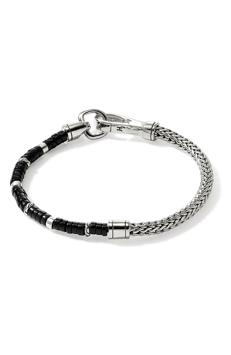 John Hardy Heishi Chain Bracelet, Sterling Silver, Hardstones, Main, color, Treated Black Onyx