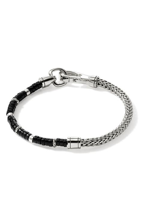 Heishi Chain Bracelet, Sterling Silver, Hardstones