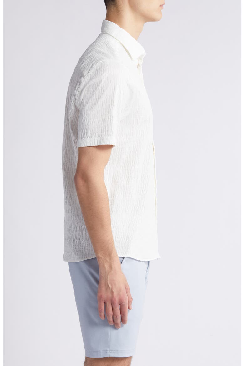 Calyx Cotton Blend Jacquard Short Sleeve Button-Up Shirt, Alternate, color, WHITE