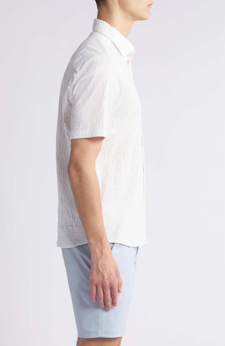 Robert Barakett Calyx Cotton Blend Jacquard Short Sleeve Button-Up Shirt, Alternate, color, White