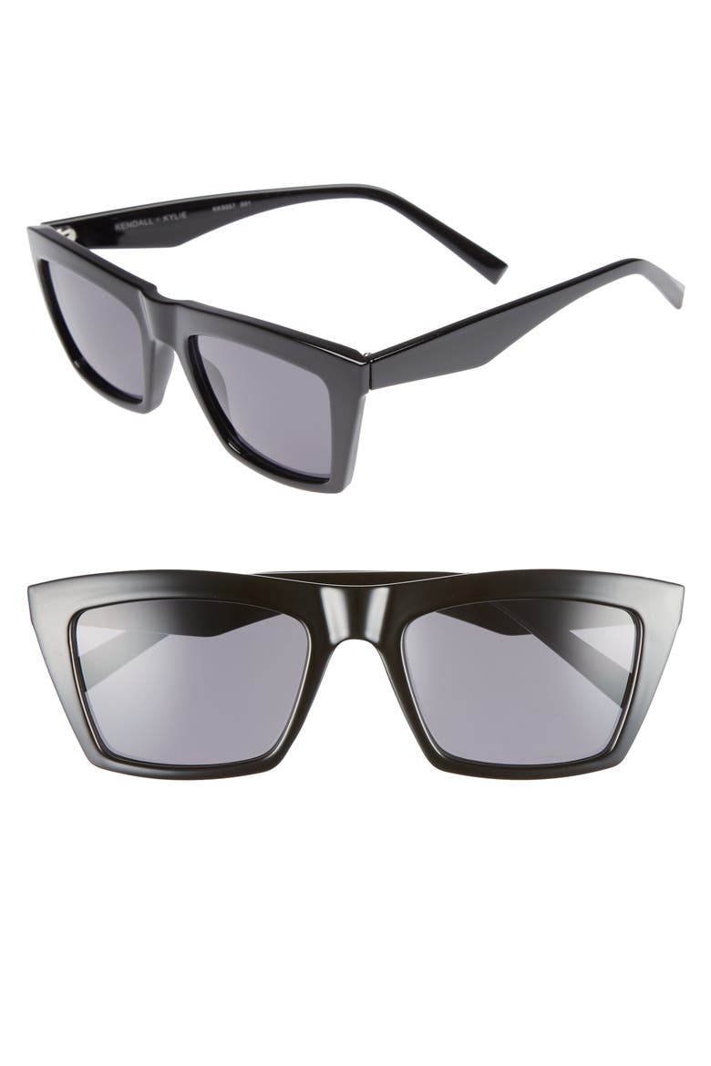 Kamilla 53mm Square Sunglasses, Main, color, BLACK/ SOLID SMOKE