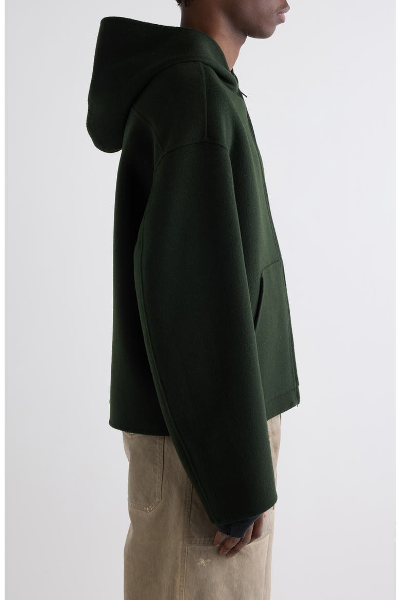 Doveria Wool & Cashmere Zip Hoodie, Alternate, color, DARK GREEN