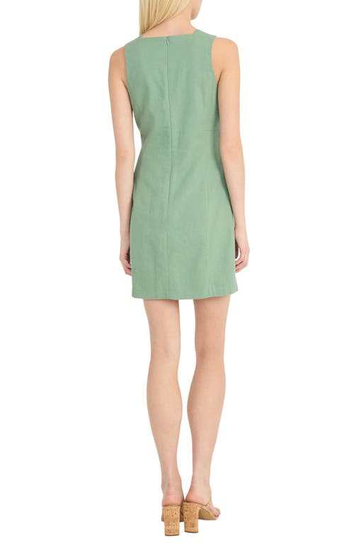 Donna Morgan Square Neck Sleeveless Minidress In Hedge Green