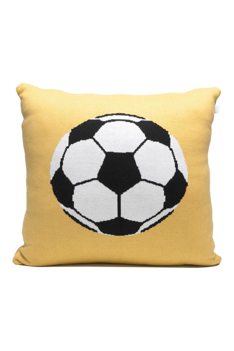 Gol Soccer Throw Pillow, Alternate, color, DARK YELLOW