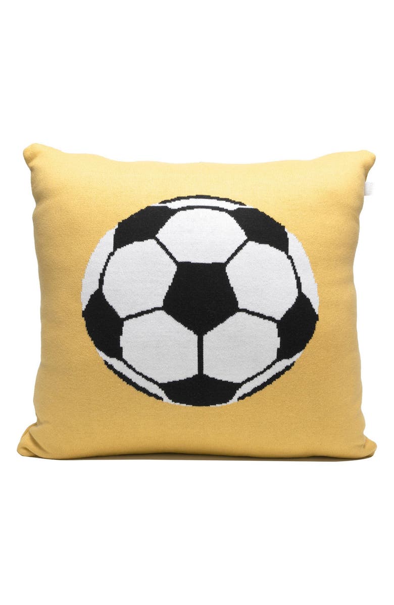 RIAN TRICOT Gol Soccer Throw Pillow, Alternate, color, Dark Yellow