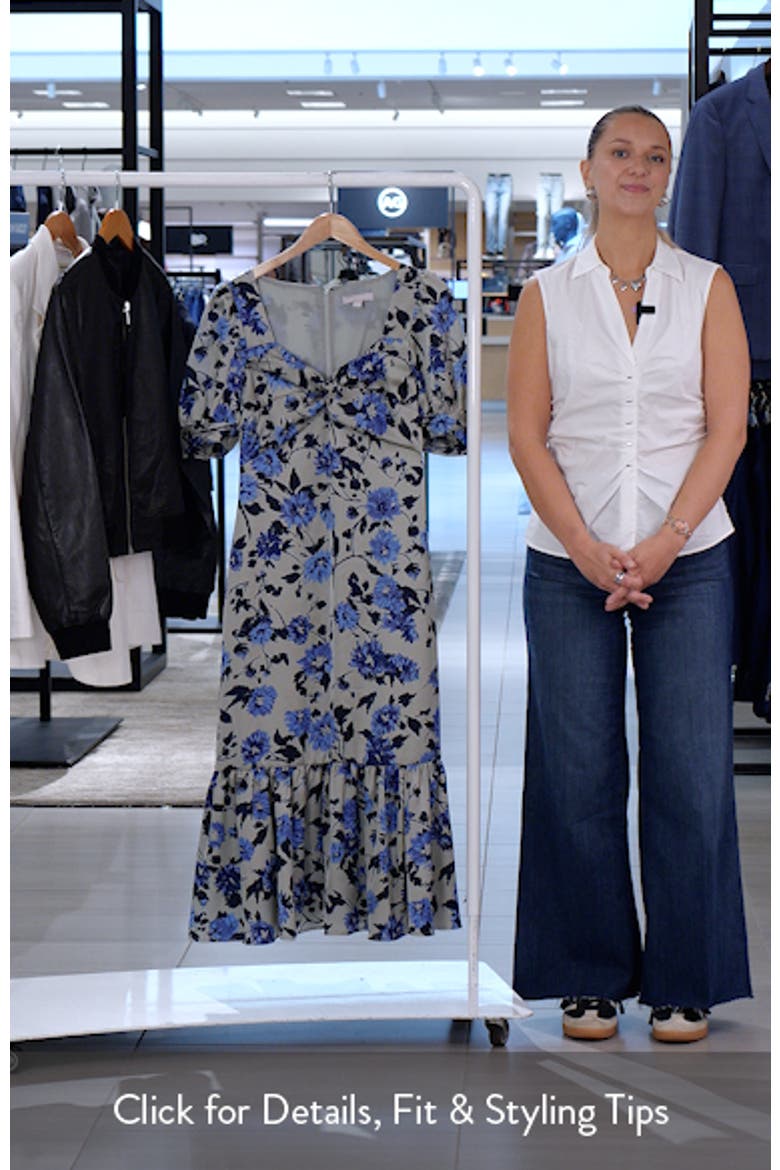 Twist Front Puff Sleeve Satin Midi Dress video