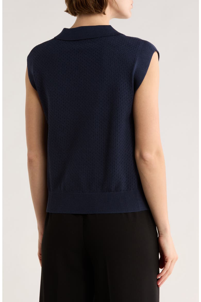 Pointelle Sleeveless Polo Sweater, Alternate, color, NIGHTLIFE