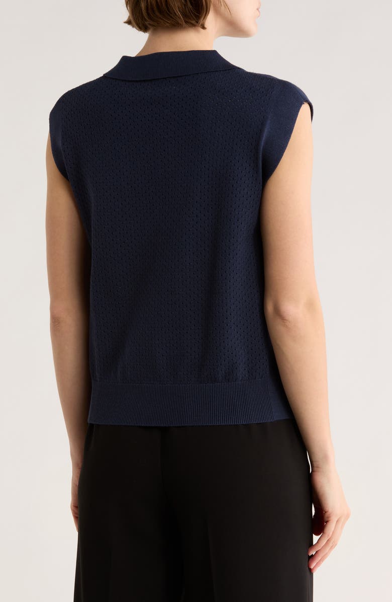 ELIE ELIE TAHARI Pointelle Sleeveless Polo Sweater, Alternate, color, Nightlife