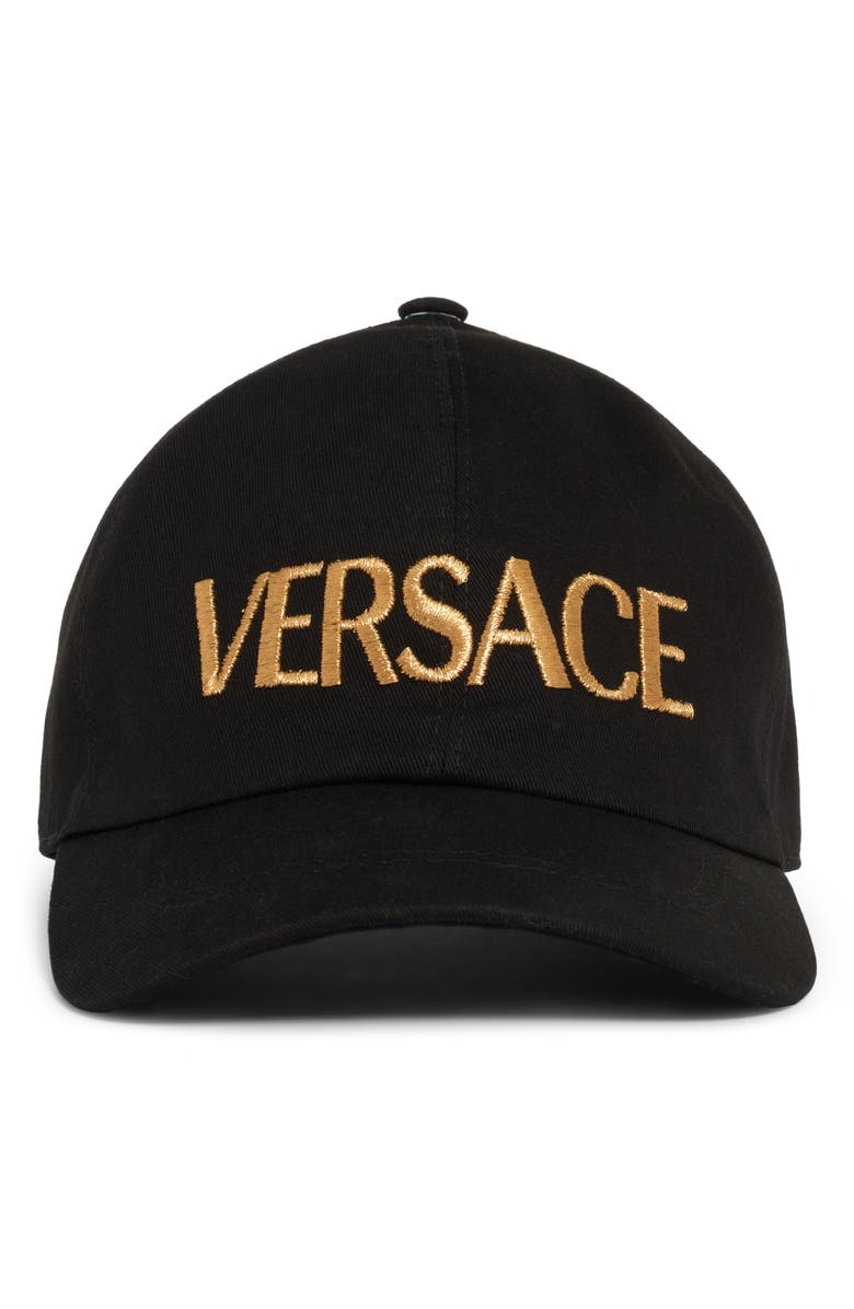 Versace Metallic Logo Baseball Cap, Alternate, color, 