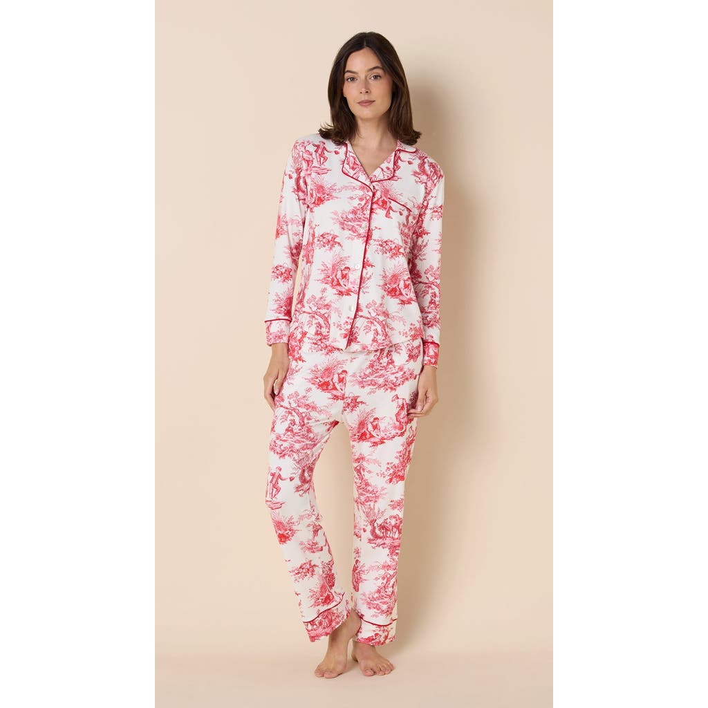 The Cat's Pajamas Pima Knit Pajama Print Set In Neutral