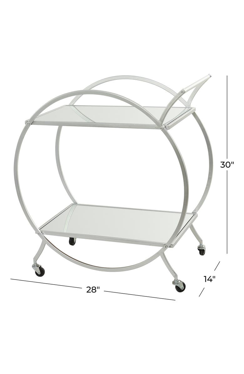 VIVIAN LUNE HOME Silvertone Metal Contemporary Bar Cart with Wheels ...