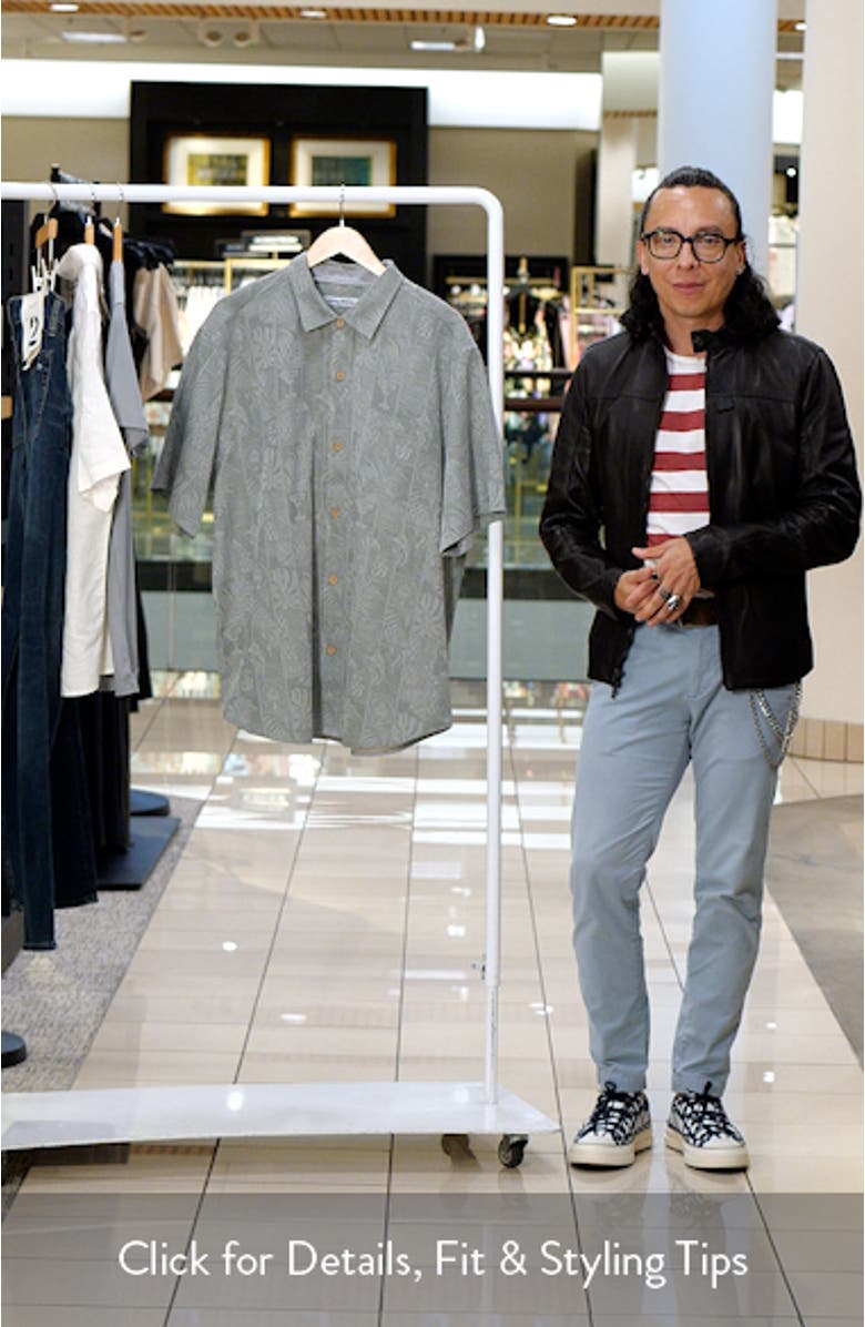 Fairview Fronds Silk Short Sleeve Button-Up Shirt, sales video thumbnail