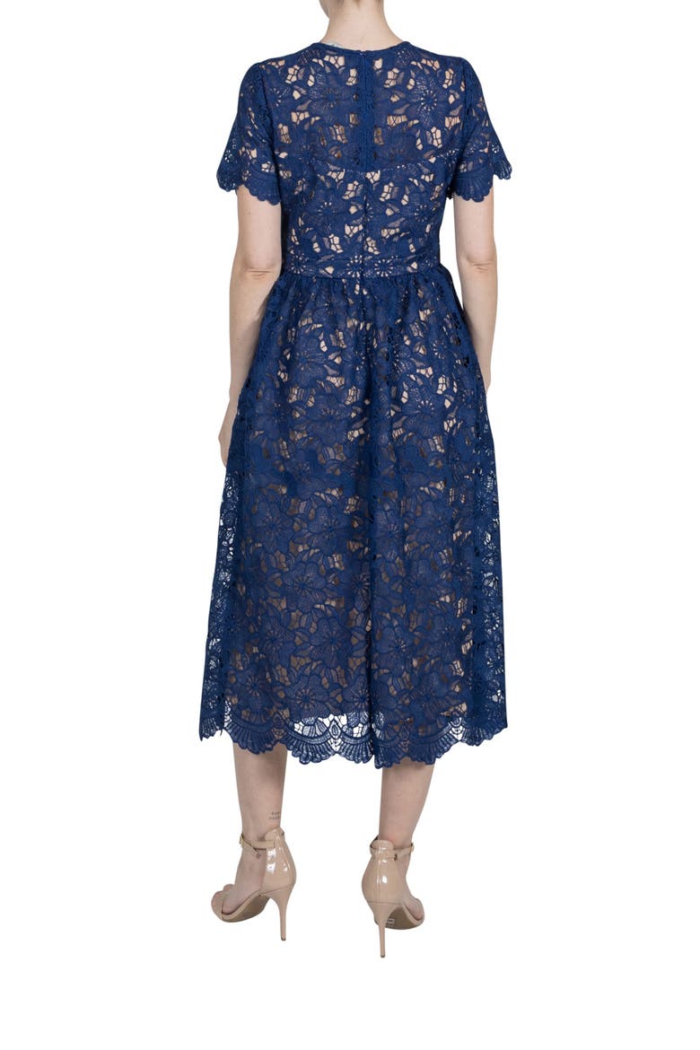 Floral Lace Cocktail Midi Dress, Alternate, color, NAVY