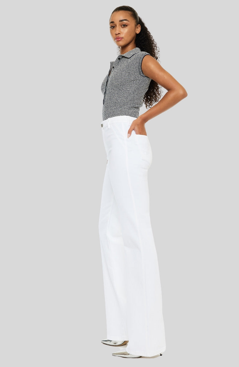 KanCan Celia Ultra High Rise Wide Flare Jeans, Alternate, color, White
