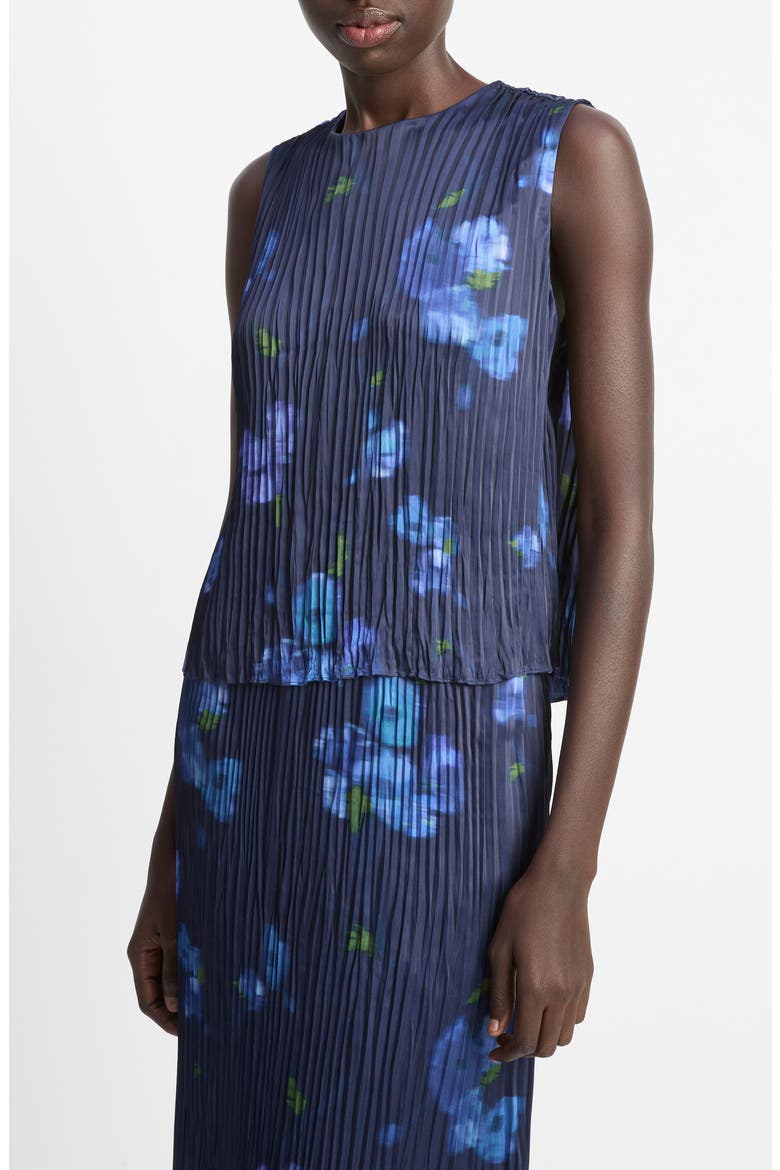 Poppy Blur Crushed Pleated Sleeveless Top, Alternate, color, MIDNIGHT
