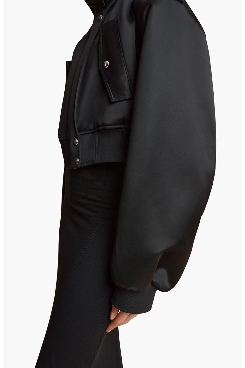Kember Satin Crop Jacket, Alternate, color, BLACK