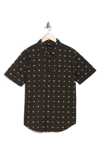 Billabong Aloe How Are You Short Sleeve Cotton Button-up Shirt In Black