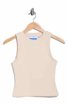 Off-White Row Cotton Blend Ribbed Tank