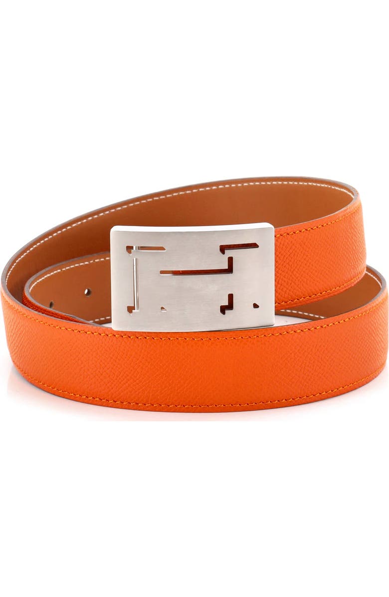 Pre-Owned Hermes Lucky H Belt Leather Medium, Main, color, Orange
