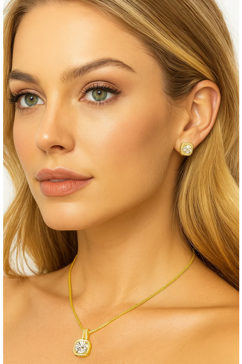 Serena Halo Stud Earrings, Alternate, color, Gold