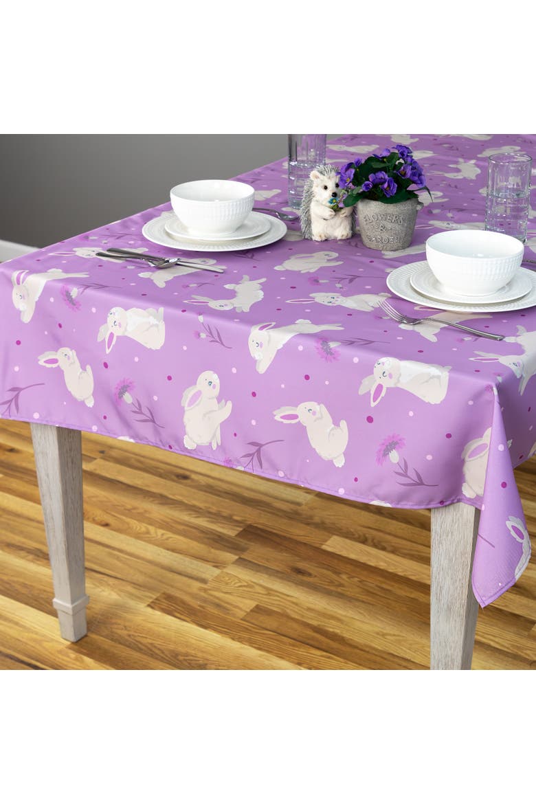 Easter Rabbit Rectangular Tablecloth - 70" - Purple, Alternate, color, Purple
