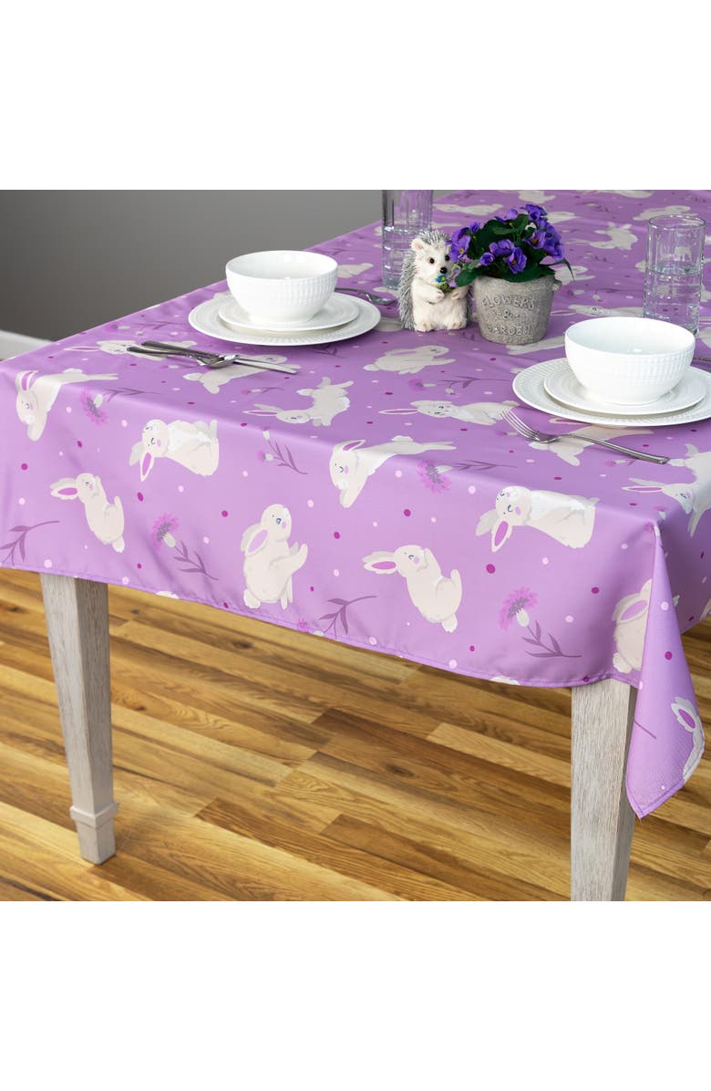 Northlight Easter Rabbit Rectangular Tablecloth - 70" - Purple, Alternate, color, Purple