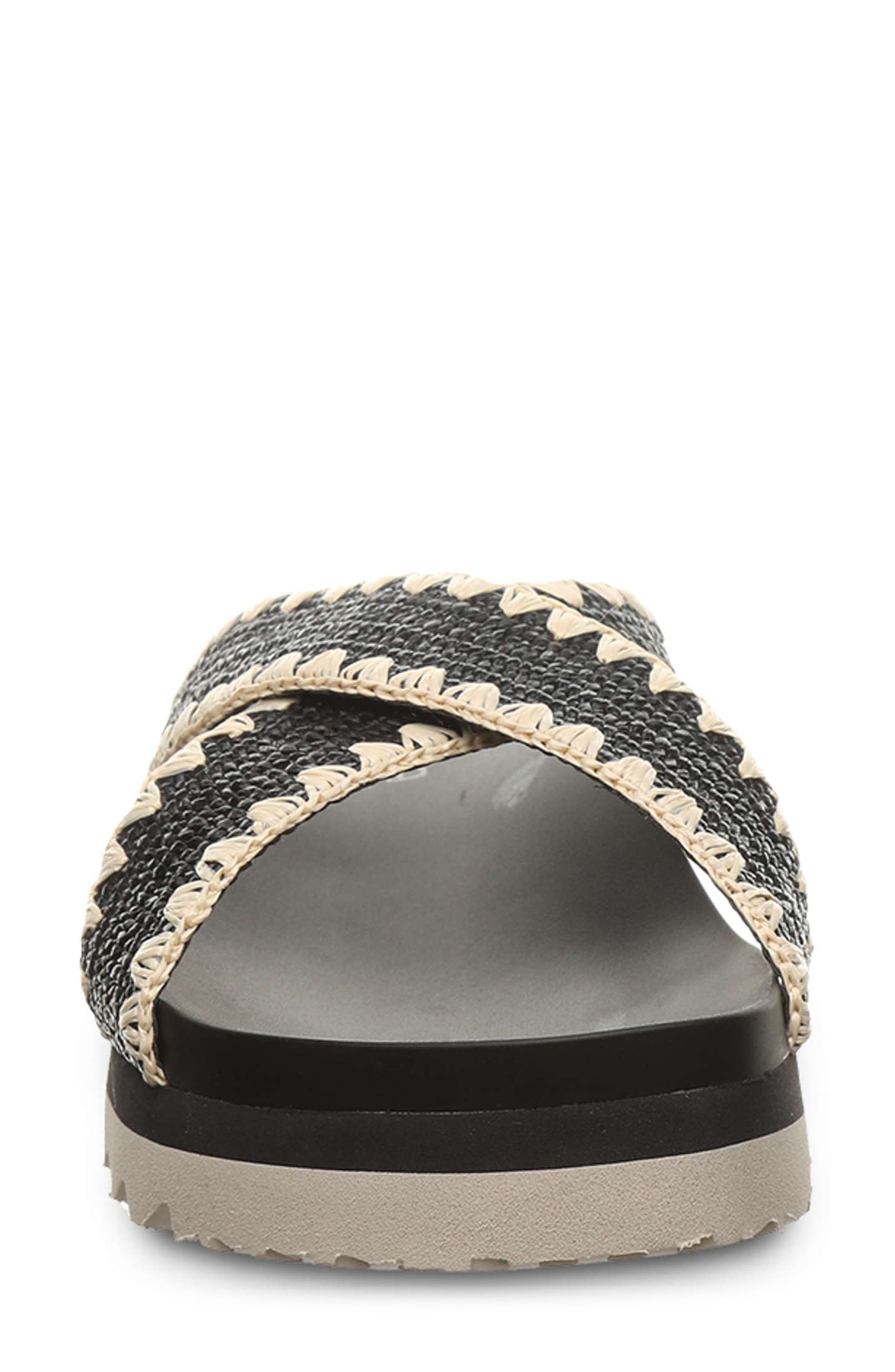 BEARPAW <p>Carina Faux Leather Slide Sandal (Women) </p>, Alternate, color, Black
