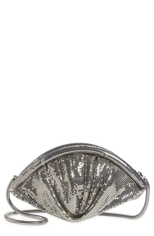 Rabanne Studded Mesh Zip Pochette Clutch Bag In Silver