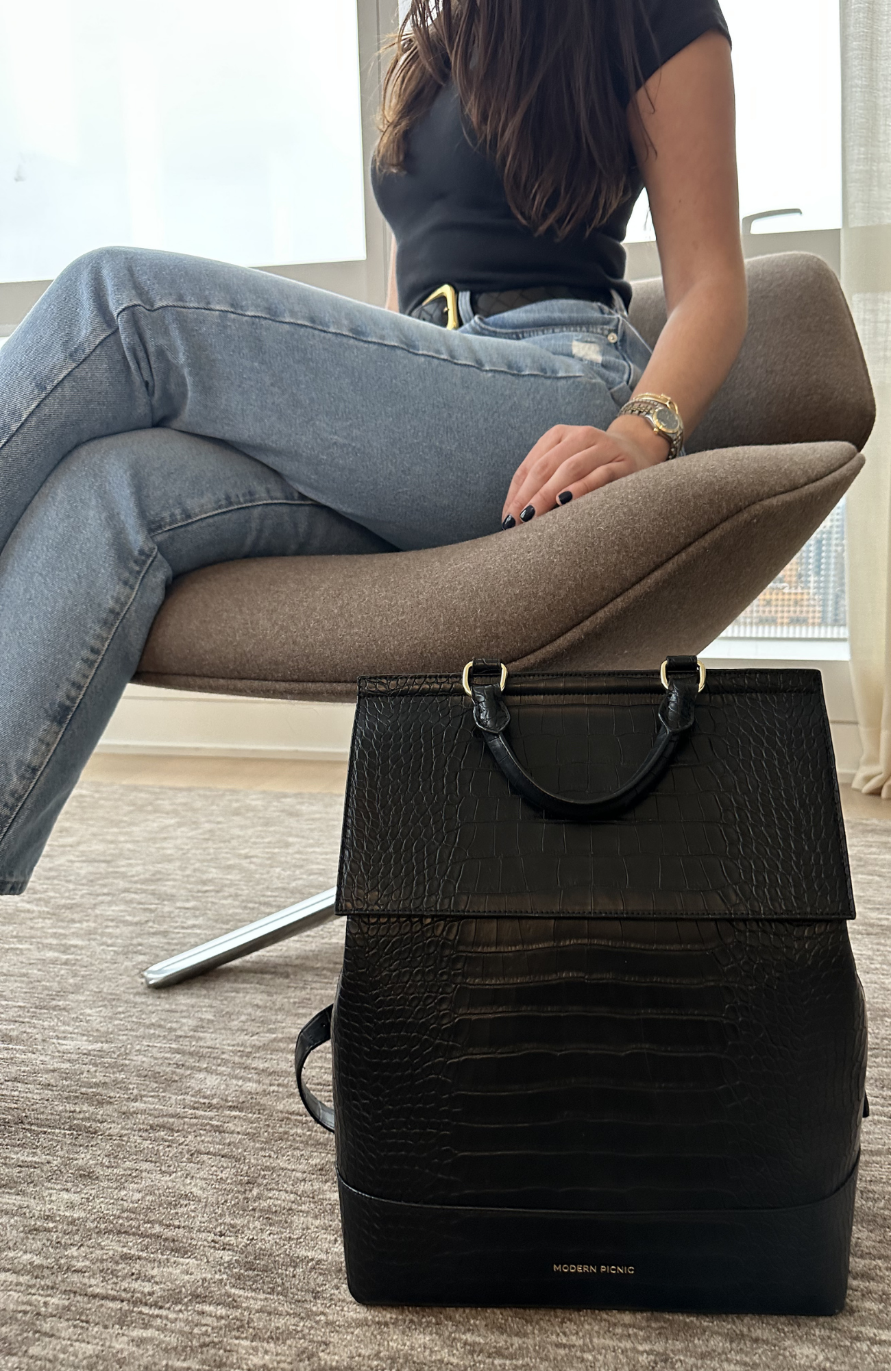 Modern Picnic THE BACKPACK, Alternate, color, Black Croc