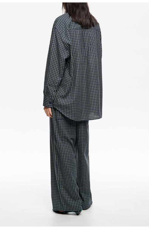 Bimba Y Lola Checked Elasticated Waist Trousers In Blue