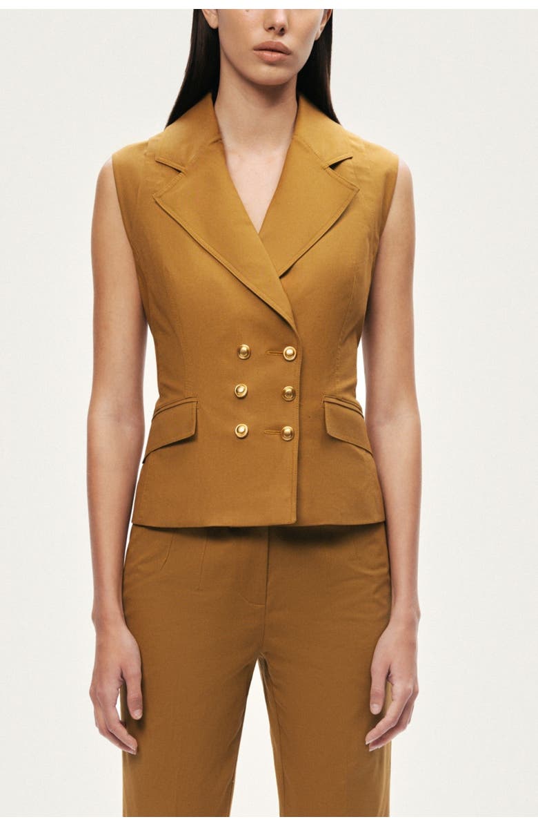 Nocturne Tailored Double-Breasted Vest, Main, color, Camel