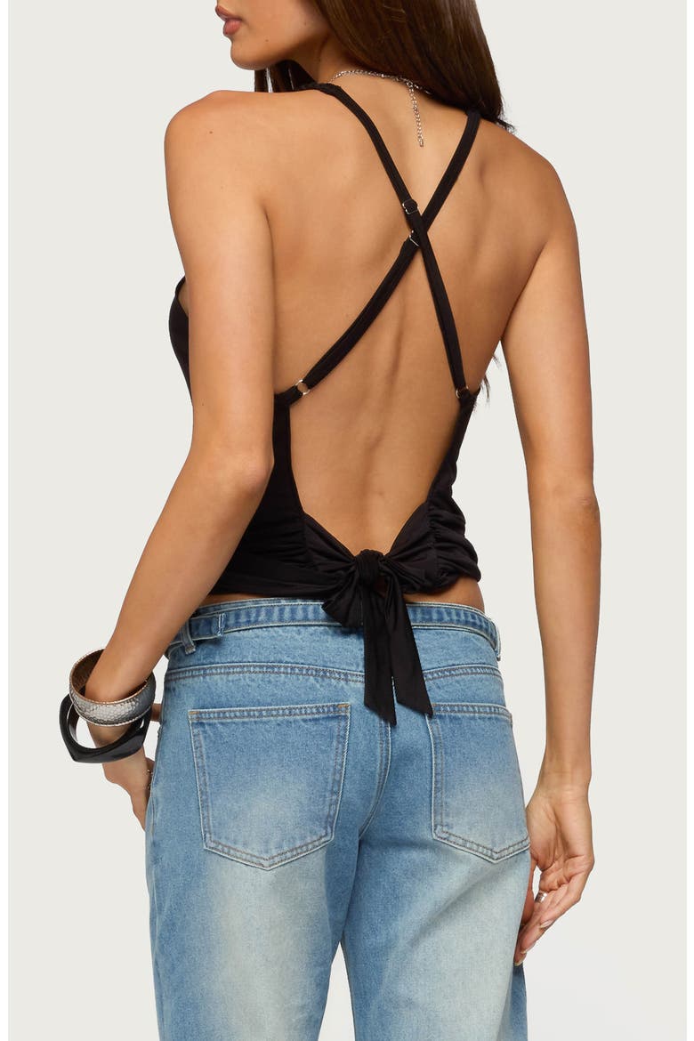 Tippie Open Back Cowl Neck Top, Alternate, color, BLACK