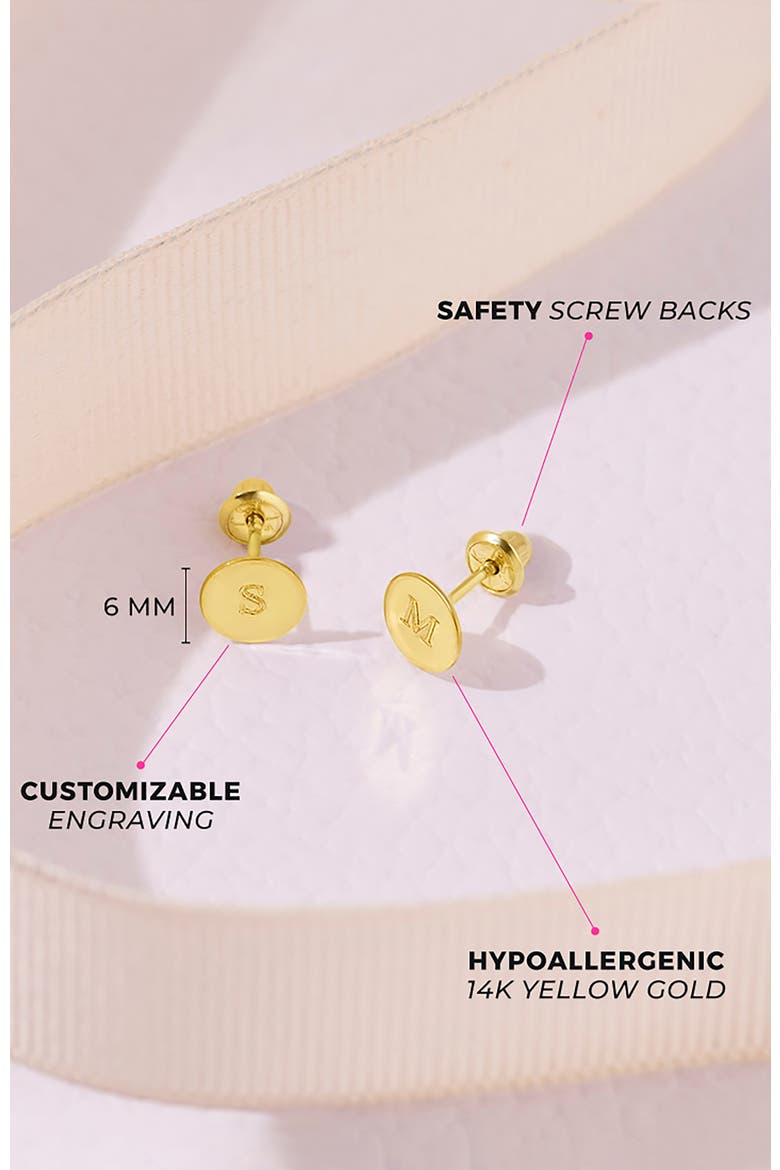 14k Round Engravable Earrings, Alternate, color, Gold
