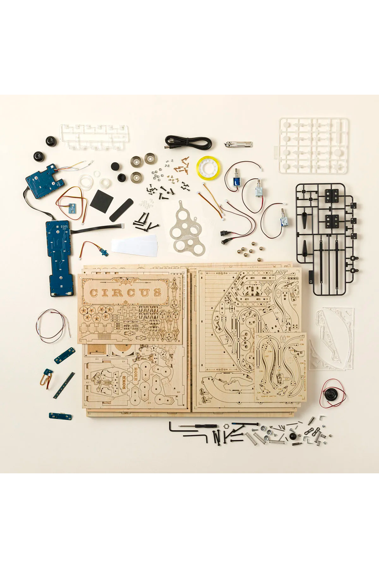 Pinball Machine DIY Building Kit by ROBOTIME, Alternate, color, Beige