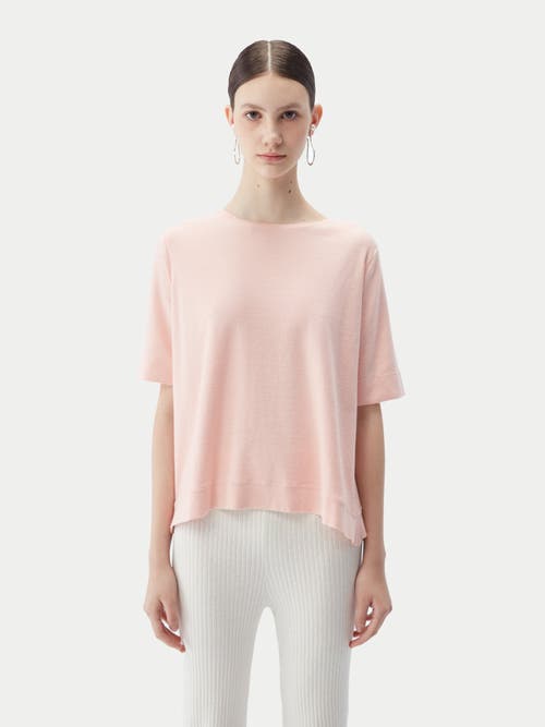 Gobi Mongolian Cashmere Box-cut Cotton Silk Cashmere Blend T-shirt In Primrose Pink
