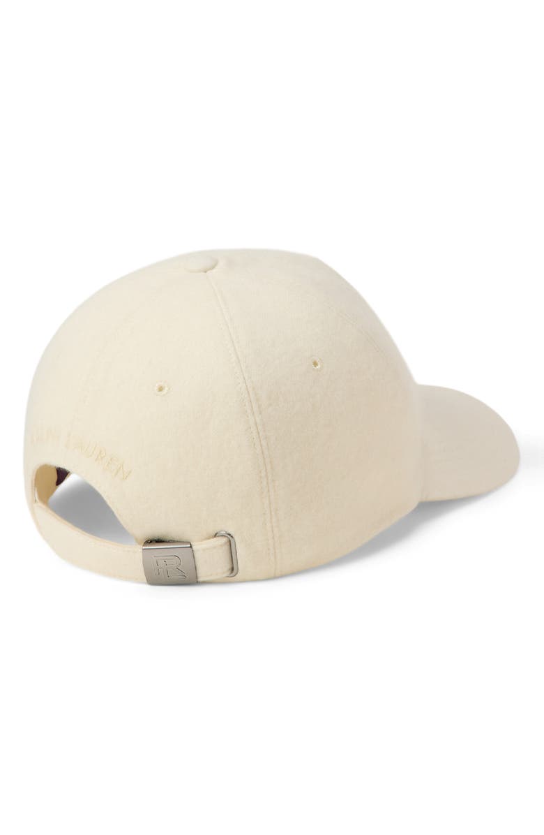 Ralph Lauren Purple Label Embroidered Cashmere Melton Adjustable Baseball Cap, Alternate, color, Classic Cream