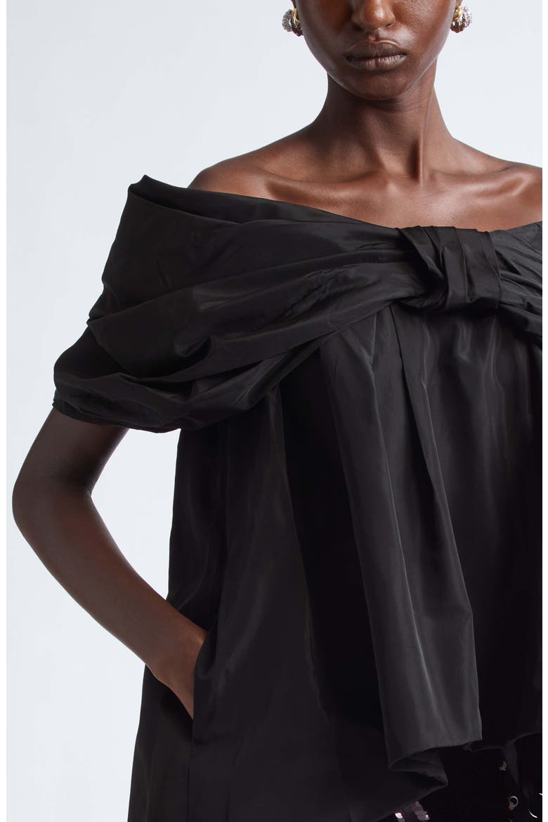Gathered Bow Top, Alternate, color, BLACK/ BLACK