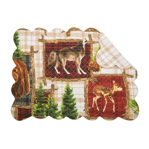 Bryson Retreat Woven Reversible Rustic Lodge Placemats Set of 6, 13" x 19"