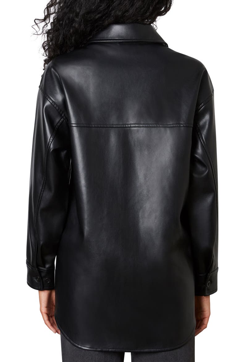 Oversize Faux Leather Shirt Jacket, Alternate, color, BLACK