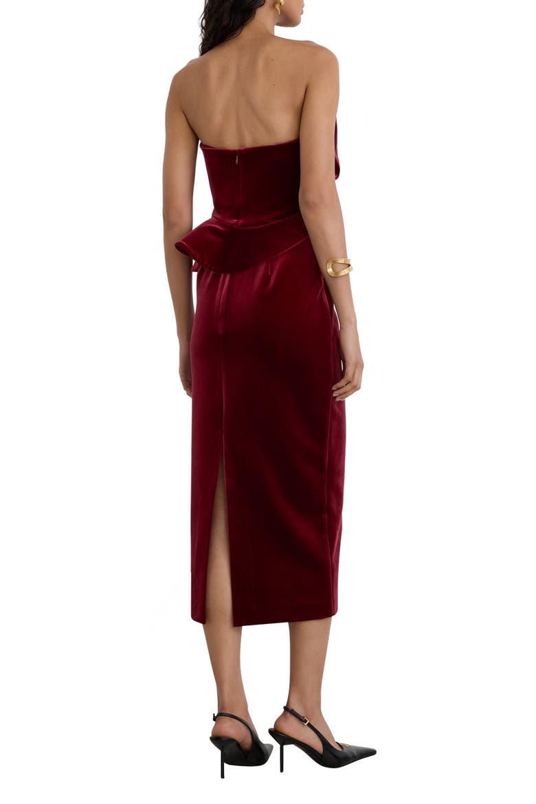 Dasha Strapless Velvet Midi Dress, Alternate, color, RED