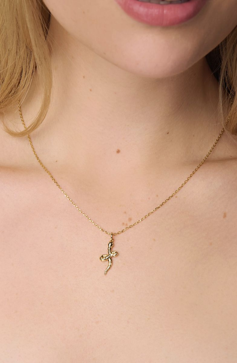 Little Sky Stone Snake Charm Necklace, Alternate, color, Gold