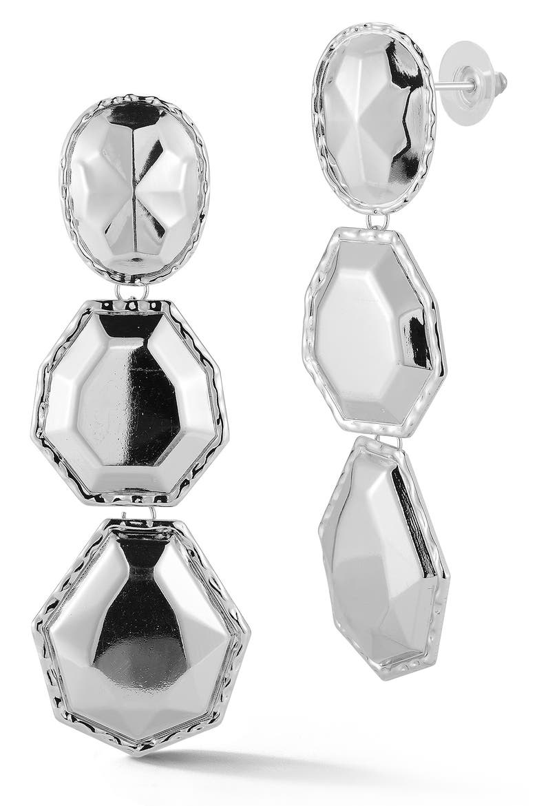 Geometric Drop Earrings, Main, color, SILVER