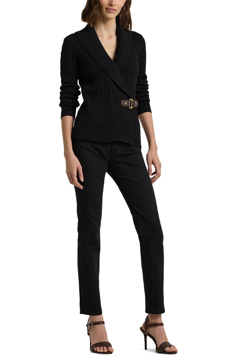 Lauren Ralph Lauren Cable Stitch Cotton Wrap Cardigan, Alternate, color, 