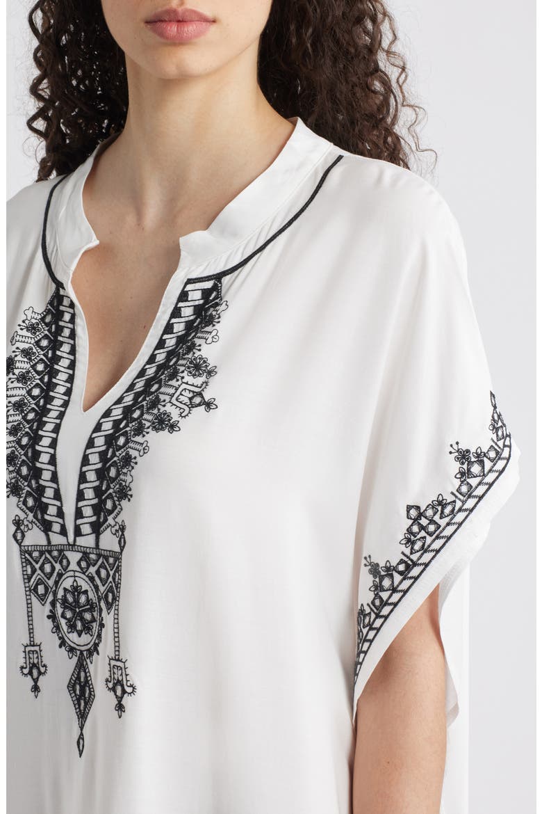 Evelina Embroidered Caftan, Alternate, color, WHITE