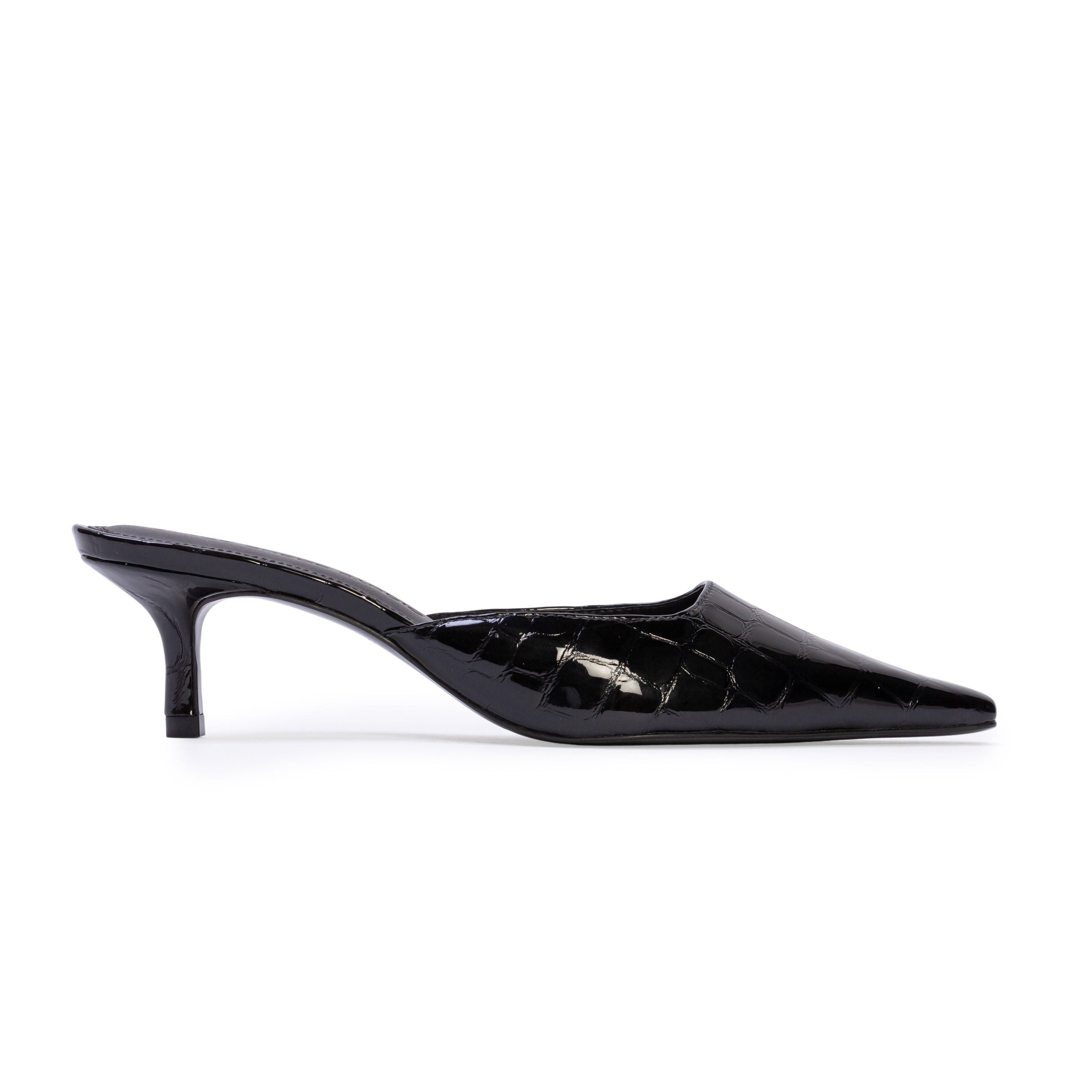 Riley 50 Croc Pump, Main, color, Black Croc Patent Leather