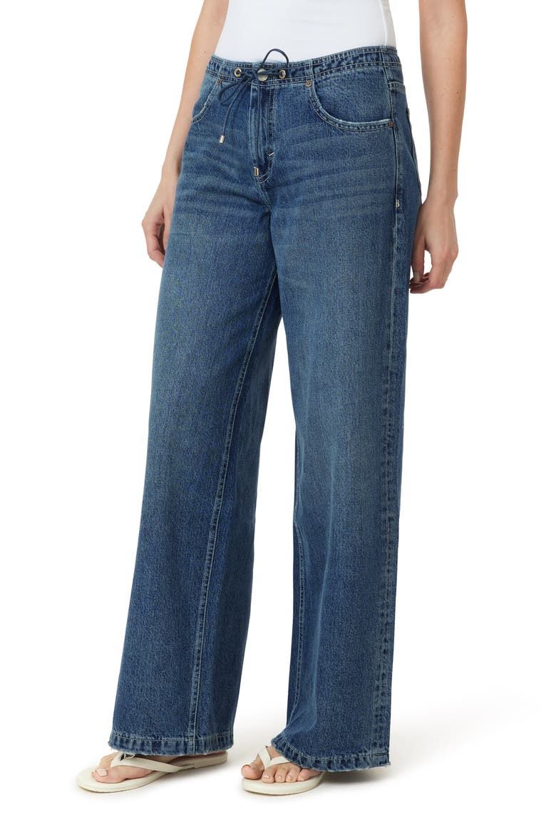 Lia Drawstring Wide Leg Jeans, Alternate, color, STORM